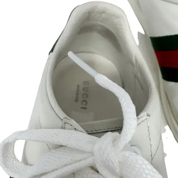 Gucci Ace Bee Embroidered Leather Sneakers White Size 39.5 US 9.5 - Picture 4 of 10